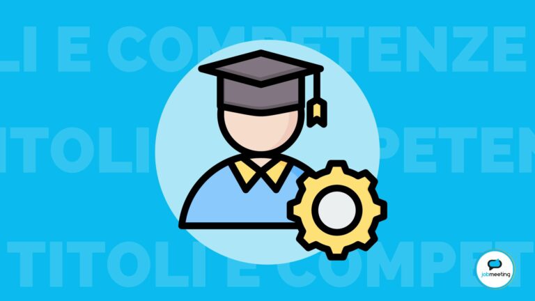 Icona di una persona con cappello di laurea e ingranaggio affianco su sfondo azzurro
